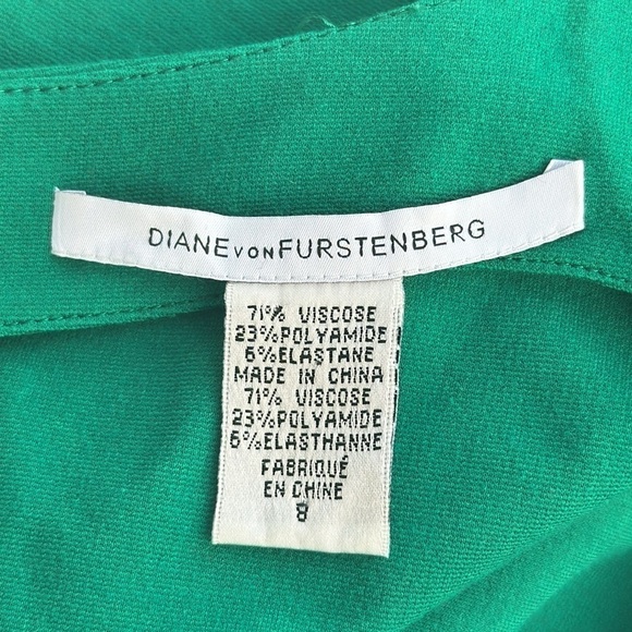 Diane Von Furstenberg Size 8 Capreena Sleeveless Knit Dress Green w Pockets - Picture 7 of 9